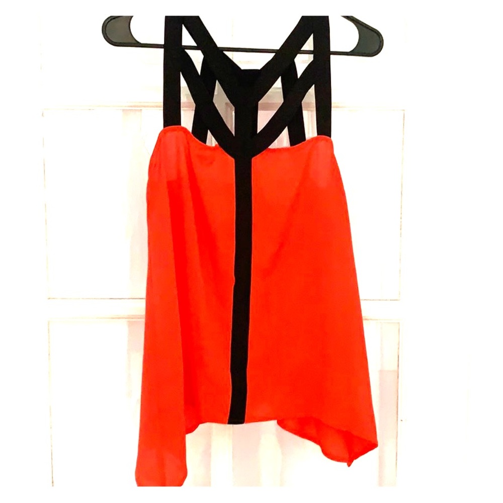 Bisou Bisou orange and black dress tank